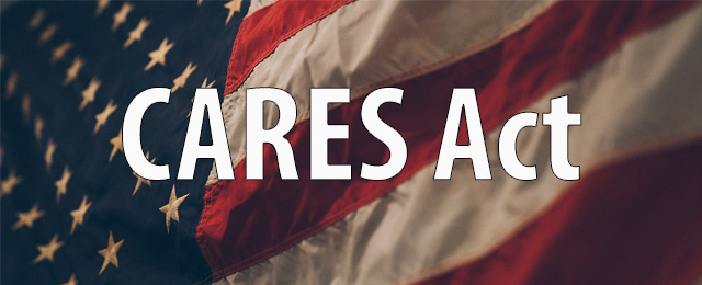 Cares Act with American flag behind