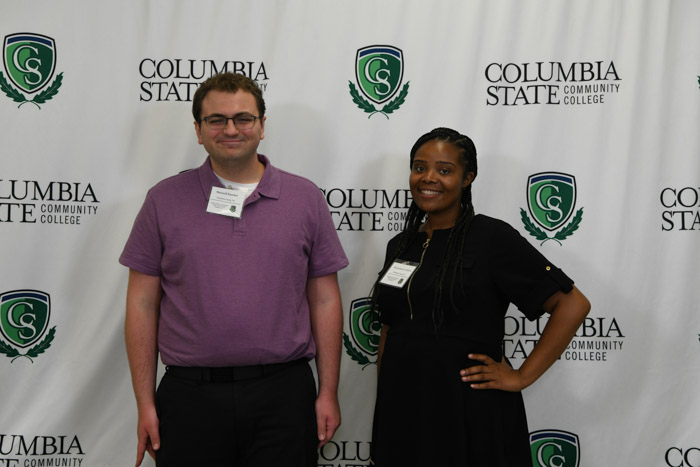 Pictured (left to right): Maxwell Kuecker received an Academic Excellence Award and Alexandria Keaira Perkins was honored by Leadership U Honors Society. Not pictured: Zachary Harrison Christy received the Emergency Medical Services Academy Academic Discipline Award; Patience Ngozi Onuobia received the Anthropology Academic Discipline Award; and Jackson Bartlett Thurman received a TCCAA First Team and NJCAA Second Team All-Academic Athletics Men's Basketball award. 