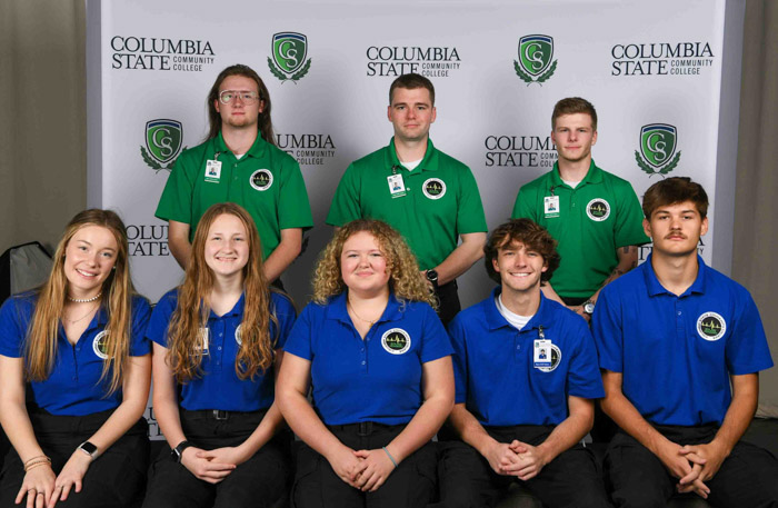 Pictured (standing, left to right): Williamson County emergency medical technician graduates Jacob Clark, Benjamin Snyder and Rainier Greer. Sitting (left to right): Williamson County dual enrollment emergency medical technician graduates Anna Ruth Jean, Lindsay Wallace, Faith Matson, Trevor Maxon and Robert Dawson.