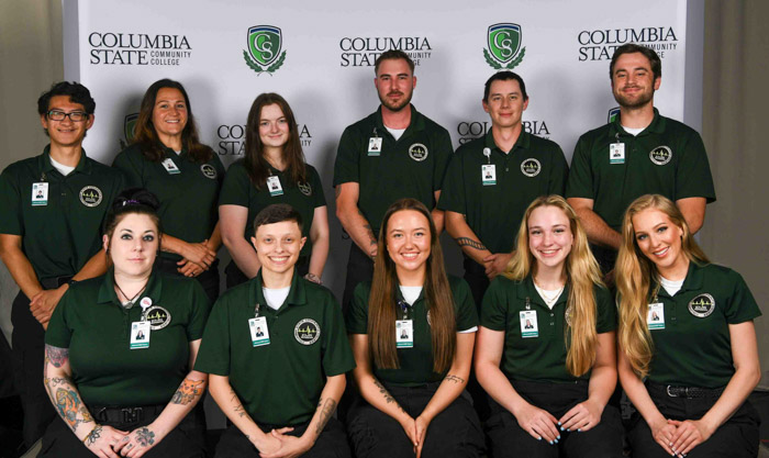 Pictured (standing, left to right): Maury County advanced emergency medical technician graduates Jameson Irwin, Leslie Agostino, Suzanna Thomas, Christopher Costa, Michael Garcia and Samuel Bandick. Sitting (left to right): Dancee C. Street, Brooke Lee, Danielle Gibson, Julia Hamilton and Savannah Ogden.