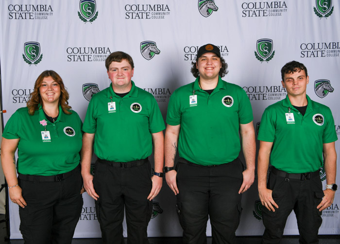 Pictured (left to right): Maury County emergency medical technician graduates Makala Caldwell, Jacob Beard, Conner Licht and Craig Heimbold.