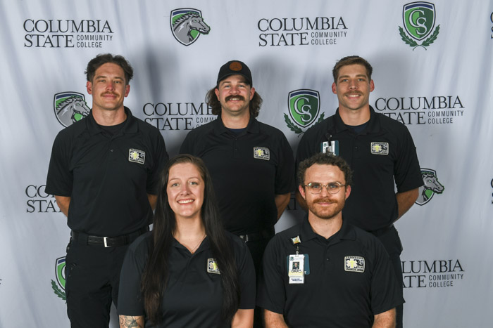 Pictured, front row (left to right): Davidson County paramedic graduates Margurette Terrill-Allen and Graydon Wilson. Pictured, back row (left to right): Christopher Revell, Theodore Paquin and Nicholas Watson. 