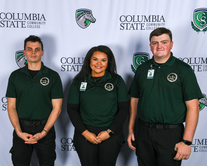 Pictured (left to right): Maury County advanced emergency medical technician graduates Craig Heimbold, Lulani Murphy and Jacob Beard.