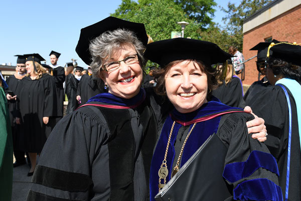 Dr. Margaret Smith and Dr. Janet Smith at Spring 2017 graduation.